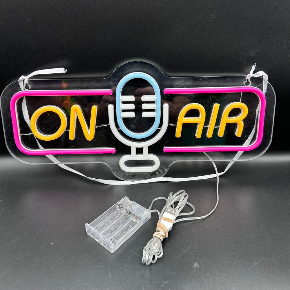 On Air LED Neon Sign Podcast Studio Light USB Battery Powered Pink Yellow Blue